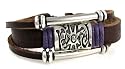 Leather Medallion Zen Bracelet, Fits 6 to 9 Inch Wrists. Gift Box