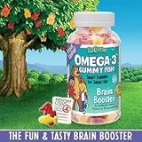 Lil Critters Omega-3 Gummy Fish Brain Booster Promotes Healthy Brain Function, 3 Flavors - 180 Gummy Fish