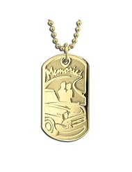 14k Yellow Gold Memories Made Together Dog Tag Necklace Pendant. Made in USA.