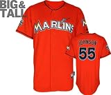 Josh Johnson Jersey: Big & Tall Miami Marlins #55 Alternate Firebrick Authentic Cool Base&Atilde;&cent;"&Acirc;&cent; Jersey with Marlins Park Inaugural Season Patch