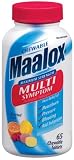 Search : Maalox Multi Symptom Antacid & Antigas Chewable Tablets, Maximum Strength, Assorted, 65-Count Plastic Bottle