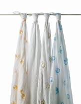 aden + anais 100% Cotton 4 Pack Muslin Swaddle Blanket, Safari Friends