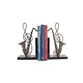 Set of Wood Bookends Bronze Sax