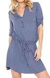 Three Dots Shirt Dress/Tunic with Roll-Tab Sleeves (EM5K451)
