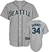 Felix Hernandez Jersey: Adult 2010 Majestic Road Grey Replica #34 Seattle Mariners Jersey - Small