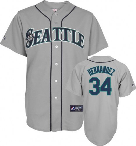 MLB Men's Seattle Mariners Felix Hernandez Road Gray Short Sleeve 6 Button Synthetic Replica Baseball Jersey Spring 2011  (Road Gray, X-Large)