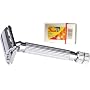 Parker 82R Super HeavyWeight Butterfly Open Safety Razor and 10 Shark Double Edge Blades