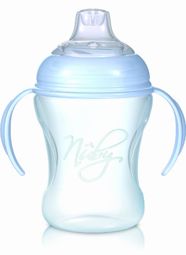 Nuby NT69000 - Bicchiere antigoccia Softflex (TM) Natural Sipper (TM) da 240 ml, beccuccio in morbido silicone, per bambini dai 6 mesi in su, colore: Blu