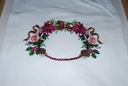 Embroidered Circle of Flowers T on White Shirt Adult-L