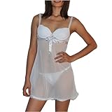 Womens Sexy Lingerie: Underwire Bra Transparent White Chemise