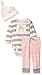 Burt's Bees Baby Unisex Organic Long Sleeve Snap Shoulder Bodysuit with Pant and Hat, Rose Bloom Vanilla, 3-6 Months