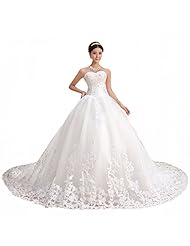 Beaded  Lace-Up  Sweetheart  Ball Gown Evening Dress/Bridesmaid Dress/Prom Dress/Party Dress/Wedding Dress  with a Chapel Train  With Ruffles