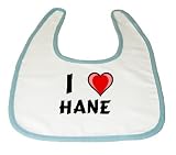 Baby Bib with I Love Hane (first name/surname/nickname) by Shopzeus