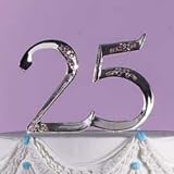 Sparkly Rhinestone Silver 25th Anniversary Cake Topper or Centerpiece Floral Accent