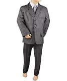 BJK Pinstriped Grey 3-Piece Suit with Shirt & Tie (Sizes 4 - 6)