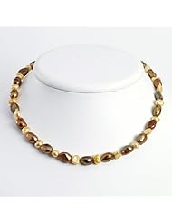 Sterling Silver Champagne & Golden Freshwater Cultured Pearl Necklace