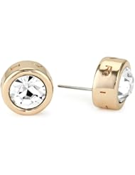 T Tahari Rose Gold Signature Stud Earrings with Crystal