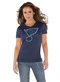St. Louis Blues Navy Women's Primary Logo Tri Blend V Neck T-Shirt- by Alyssa Milano