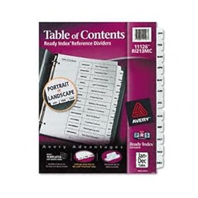 Ready Index Classic Tab Titles, 12-Tab, Jan-Dec, Letter, Black/White, 12/Set