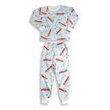 Sara's Prints - Toddler Boys Long Sleeve Pajamas, White, Blue, Red
