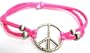Peace Sign Bracelet~ Pink Peace Bracelet~ Stretchy Bracelet~ Peace Sign Is 1"