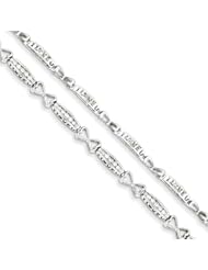 Genuine .925 Sterling Silver Diamond Heart & Rectangle Link Bracelet 5.5 Grams . 100% Satisfaction Guaranteed.