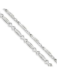 Sterling Silver Diamond Heart & Rectangle Link Bracelet, Best Quality Free Gift Box Satisfaction Guaranteed