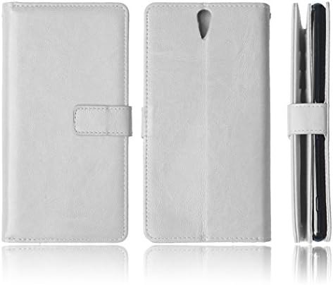 Sony Xperia C5 Case, HOHONG Xperia C5 Flip Case [Mutil-card Slots Feature] Sony C5 White PU Leather Wallet Case TPU Cover with Credit Card Slots for Sony Xperia C5