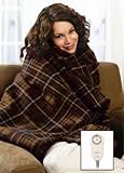 Sunbeam Brown Plaid Fleece Electric Heated Warming Throw Blanket