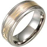 8.3mm Dura Tungsten Ridged Band With Faux Mokume Gane Inlay