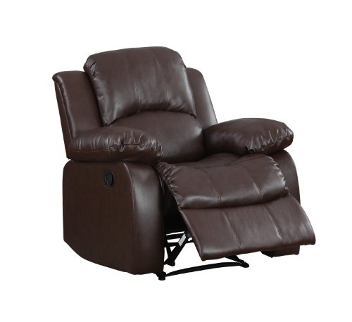 Homelegance 9700BRW-1 Upholstered Recliner Chair, Warm Brown Bonded On Sale