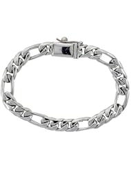 Gents Sterling Silver Figaro Link Bracelet Handmade 3/8 inch wide, sizes 8, 8.5 & 9 inch