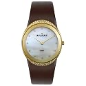 Skagen Women's Crystal Accented Brown Leather Watch #452LGLD