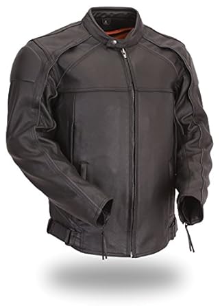 .com: Mens Leather Scooter Jacket - Blacked O