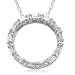 10k White Gold Baguette and Round Diamond Circle Pendant  (1/5 cttw, I-J Color, I3 Clarity), 18