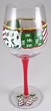 Coastal Holiday Christmas Boxers Wine Glass Handpainted