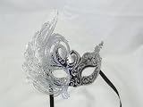 Venetian Carnival Masquerade Mask/ One Wing Butterfly with Swarovski Crystals/ Black, Green and Silver