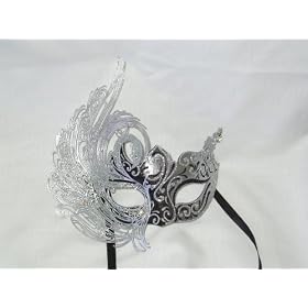 Venetian Carnival Masquerade Mask One Wing Butterfly with Swarovski Crystals Black,...