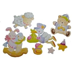 7 tlg. Set 3-D ! Wandtattoo / Fensterbild Baby Kleinkind selbstklebend Tattoo Zimmer Kinderzimmer Kinder Kind Baby Deko Dekoration M�dchen Junge Spielzeug Bilder Tier Tiere Fenstersticker Wandsticker Sticker wiederverwendbar Schaf Storch Teddy Neugeborene