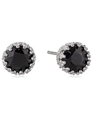 Sterling Silver Black Spinel Round Stud Post Earrings