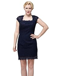 Square Neck Keyhole Lace Knee Length Short Bridesmaid Dress/Prom Dress/Wedding Party Dress 