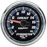 Autometer (6145) cobalt Pyrometers - (2 1/16) Full Sweep Electric (0-2000 F) - Includes probe 10 FT of Thermocouple wire. Probe includes multiple mounting options: 1/8 NPT, weld-in FItting Hose Clamp methods