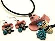 Rock Punk Pink Cowboy Skull - Gothic Punk Emo Rockabilly Necklace Set