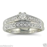 Paris Jewelry 1 Carat Genuine Diamond Bridal Set in Sterling Silver