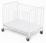 Foundations 4020-2F-CW StowAway Compact-Size Folding Crib with 2 Inch Foam Mattress - White