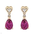 Earrings With 3.65ctw Diamonds and Created Sapphires Beautifully Designed in Yellow Gold Length 18mm