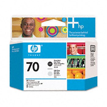 HP 70 Printhead Cartridge, Black/Light Gray