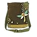 Chala Patch Crossbody, Washed Canvas Handbag, Zipper Top , Animal Prints (Dragonfly - Dark Brown)