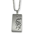 Stainless Steel Laser Cut Out Tribal Design Pendant on 24 inch Polished Ball Chain