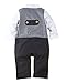 Baby Boy Long Sleeve Bowtie Gray Vest Tuxedo Romper Onesie Outfit (90/12-18 Months)